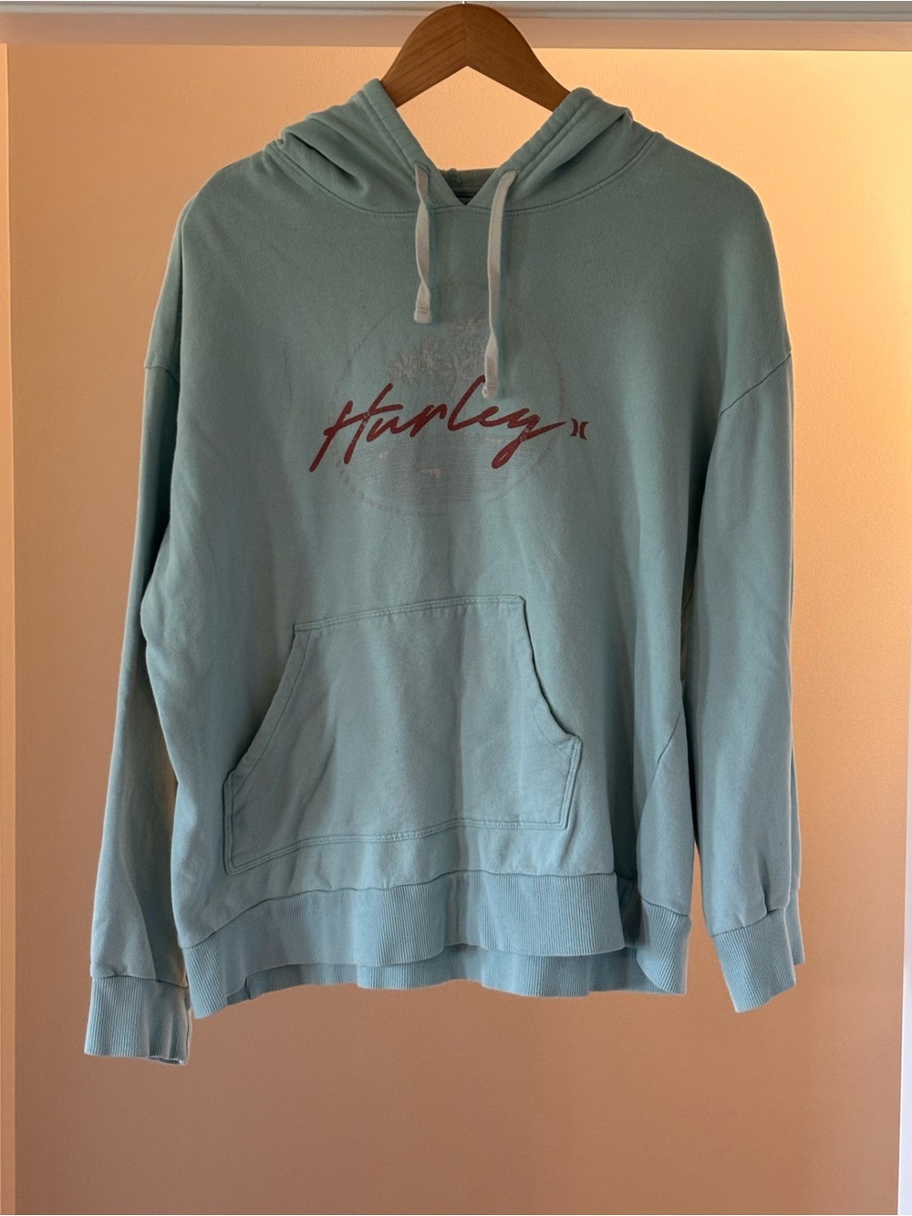 Hurley Light Teal Hoodie with Script Logo